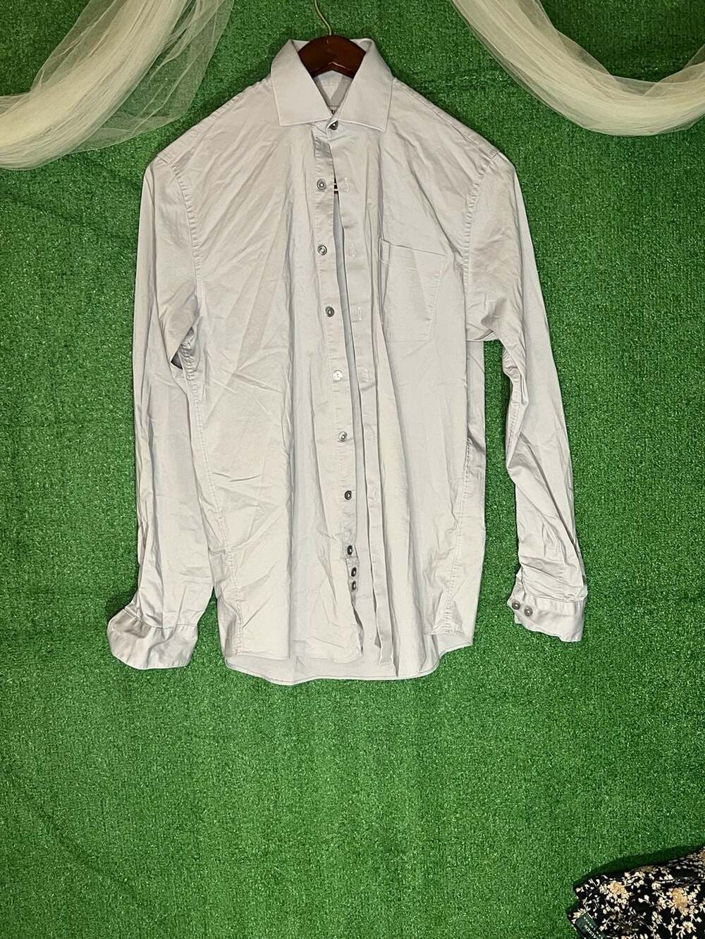 Kenneth Cole Reaction Men's Gray Slim Fit Stretch Dress Shirt
